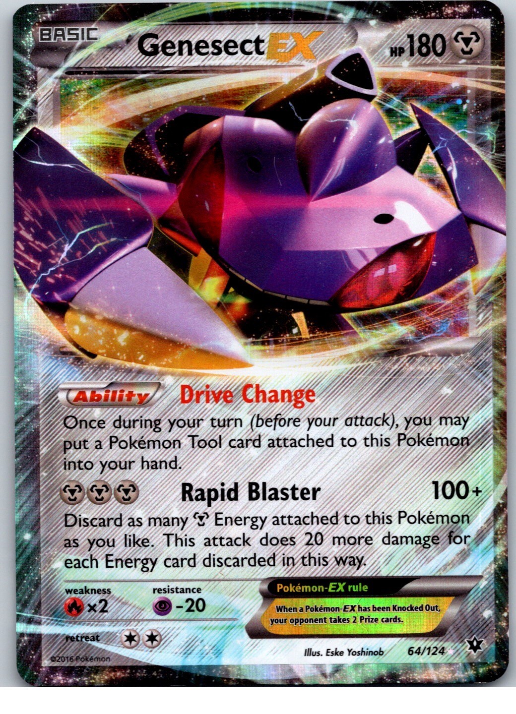 Genesect EX 64/124 Fates Collide Pokemon Holo LP