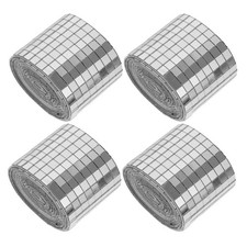 4 Rolls Clear Acrylic Mosaic Tiles Flat Back Square Tiles for DIY Craft Supplies