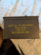 Vintage Ammo Box Can 1000 Cal 45 Cartridges Ball 1911 See Pic Please