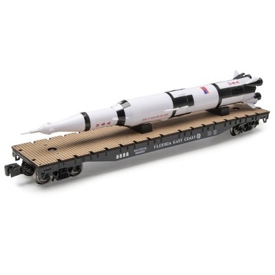 O Gauge Flatcar with Saturn V Rocket Model Train Car Railroad Space Collectible
