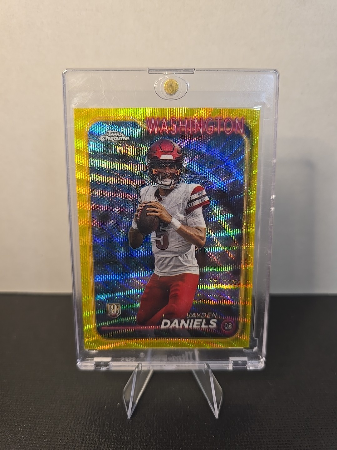 2024 Topps Chrome - Rookies Jayden Daniels #201 Yellow Wave Refractor /75 (RC)