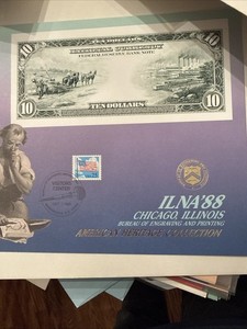 BEP souvenir card B 119 ILNA 1988 V/C cancel back 1915 $10 Federal Reserve Note