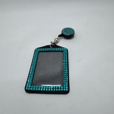 Full Bling Rhinestone 2 IN 1 Vertical ID Badge Holder with Retractable Reel