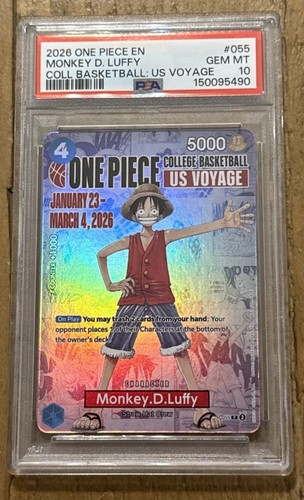 2026 One Piece En #055 Monkey D. Luffy College Basketball US Voyage PSA 10