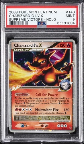 2009 POKEMON PLATINUM SUPREME VICTORS #143 CHARIZARD G LV.X-HOLO PSA 9