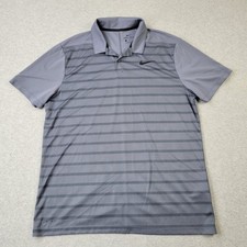 Nike Dri-Fit Polo Mens Large Gray Performance Striped Shirt