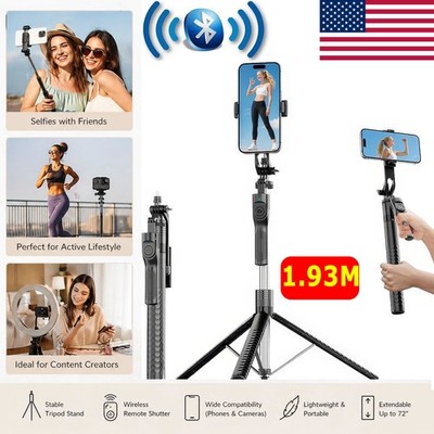 Selfie Stick Tripod Stand with Bluetooth Wireless Remote Extendable Phone Holder