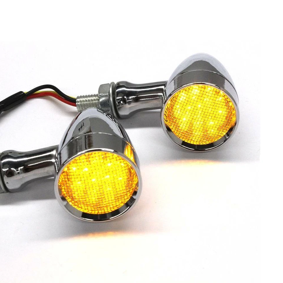 Chrome Motorcycle LED Turn Signals Blinker Indicator Light For Harley Davidson D Foto 3 de 4