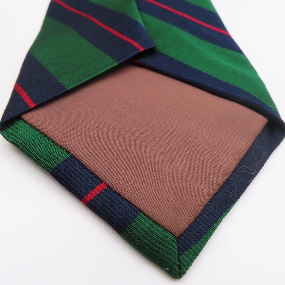 Corbata Woodward Seda Verde Azul Rojo Rayas Repp 3.75" Ancho 58" Largo EE. UU. Foto 3 de 4