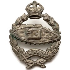WW2 Royal Tank Regiment Cap Badge - Original WWII British Army Tankers Badge