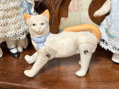 German Antique Hertwig Cat Bisque Doll Figurine 5cm x 5.5cm Me | eBay