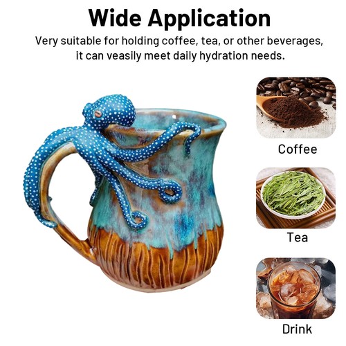 Taza de café hecha a mano de resina de pulpo 3D - Mango de tentáculo esculpido único - Imagen 12 de 20