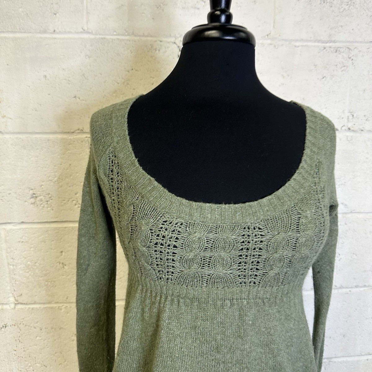 Abercrombie & Fitch Babydoll Sweater Green Women's Large Y2K 2000s