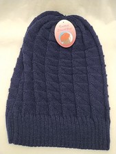 Slouch Hat Winter Baggy Ski Beanie Floppy Stocking Cap Navy Blue Knit Men Women