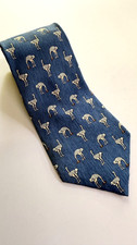 Hermes 100% silk necktie, blue with ostrich p...