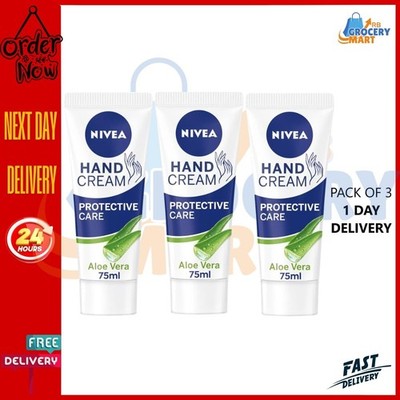3 x Nivea Handcreme beruhigende Pflege | Aloe Vera | 24h Feuchtigkeit - 75ml