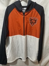 Chicago Bears NFL Men s Windbreaker Jacket Half Zip Hoodie Large L NWT