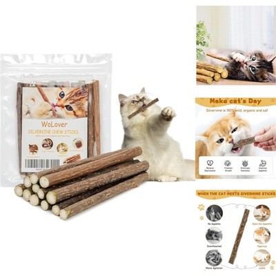 Natural Silvervine Sticks for Cats - 12 Pack Organic Matatabi Dental Chew Toys