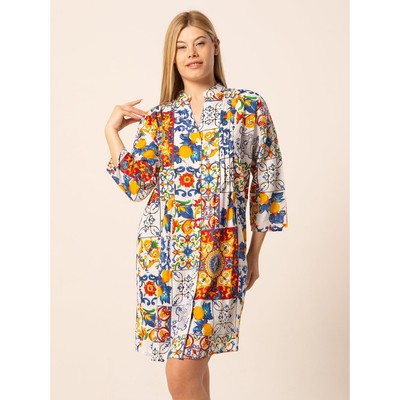 Colori di Mare Colorful Eyelet Tunic Caftan Dress Boho Artwear Resort Retro sz S