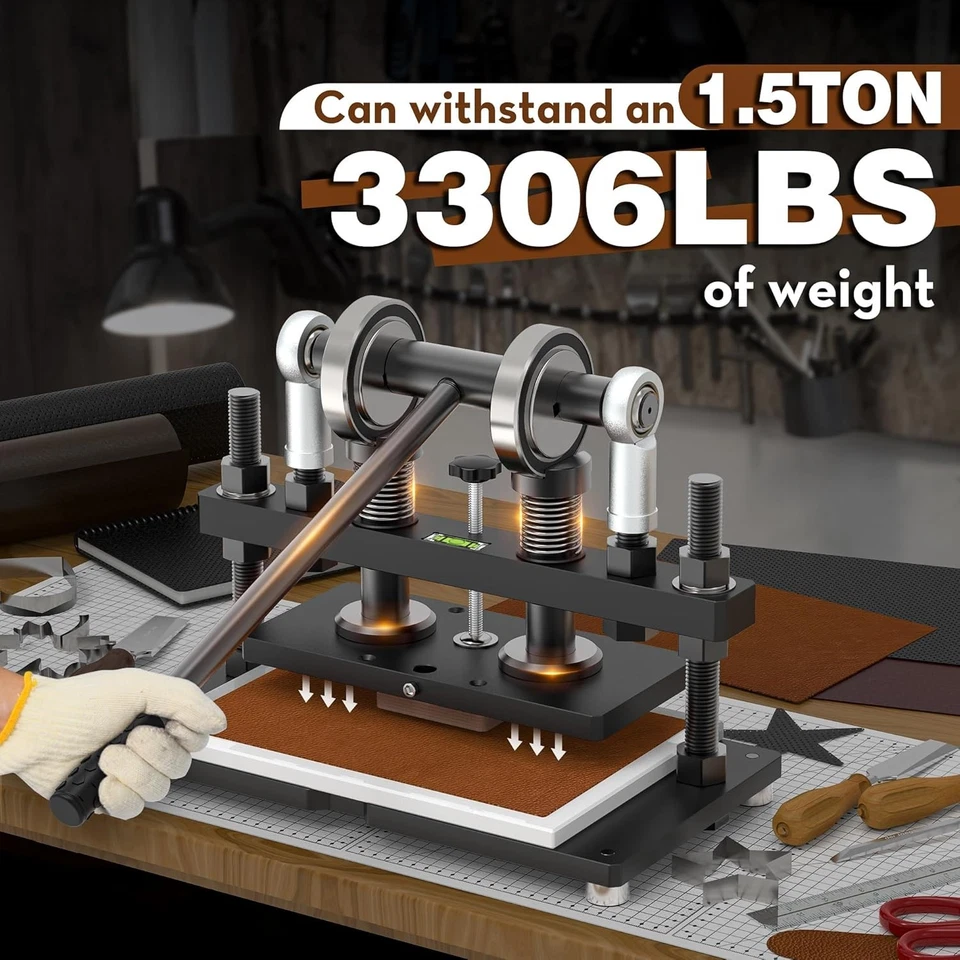 皮革切割机可调节手压模切机 10 x 6 英寸哑光黑色 — 第 3/4 张图片