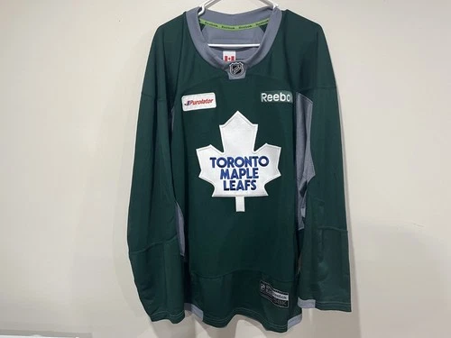 Game Used Worn Toronto Maple Leafs Green Reebok Practice Jersey NHL