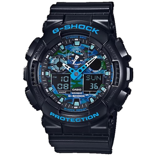 G-SHOCK GA-100CB-1A Black and Blue with Black Rubber Strap Men’s Watch
