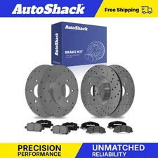 Front Rear Drilled Slotted Brake Rotors Ceramic Pads for Chevy Impala 3.6L