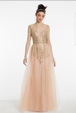 Xscape over skirt long dress blush & gold color  