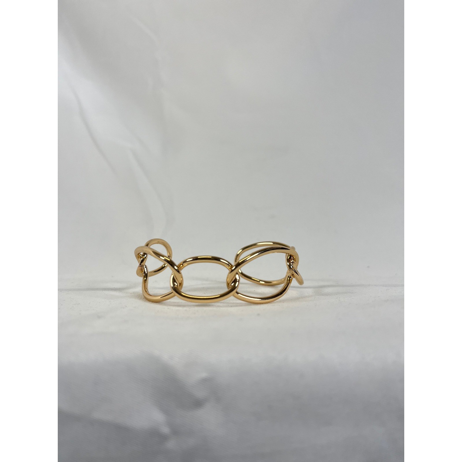 Gold Tone Interlocking Oval Link Cuff Bracelet Fa… - image 1