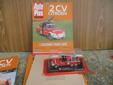 2 CV  CITROEN  POMPIER ACADIANE FUER ENTE  MINIATURE 1/43 EN BOITE FASCICULE