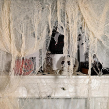 320 X 80 in Halloween Creepy Cloth for Yard and Outdoor Decorations,Beige