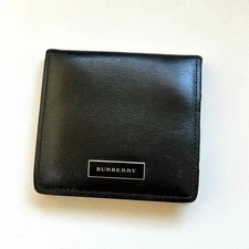 BURBERRY Authentic Leather Coin Case Key Case Black