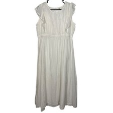 World Market Cottagecore White Maxi Dress Sz L/XL Flutter Sleeve Boho Fairycore