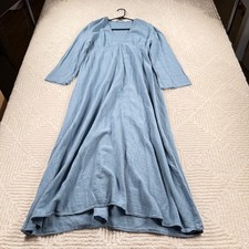 ZARA Dress Women's Small Blue Gauze V Neck Cottagecore Maxi Boho Prairie Breezy