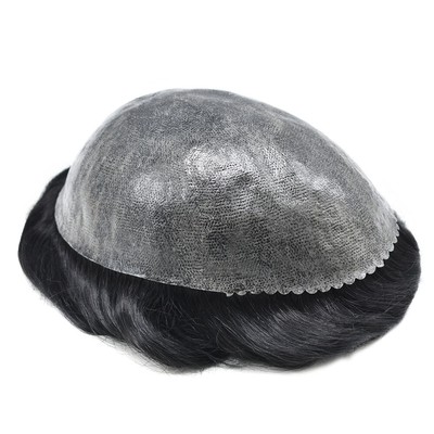 Men's Human Hair Toupee Replacement System - Poly Skin V-Loop Hairpiece, Multiple Colors 2 thumbnail image