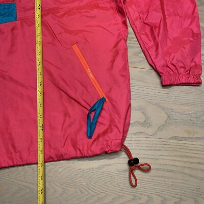 Vtg 90's Columbia Hot Pink Windbreaker Men's L 1/4 Zip Anorak
