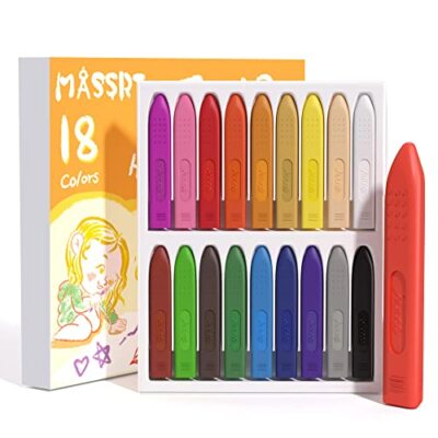 MASSRT Jumbo Crayons for Toddlers, 18 Colors 99% Unbreakable Crayon Gifts, 
