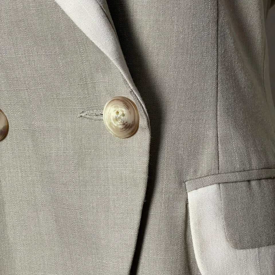 Traje informal de esquina para mujer 2 piezas falda crema chaqueta de doble pecho tostado pequeño 12P Foto 4 de 4