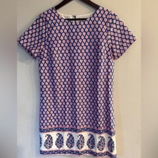 J. CREW Women’s Floral Paisley Printed Short Sleeve Gallery Shift Dress Size 4