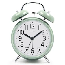  Loud Battery Alarm Clock for Heavy Sleepers, Vintage 4 Inch Twin Avocado Green