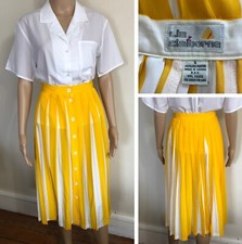 vtg 80s Liz Claiborne Striped Pleated Midi Skirt Sz 6 Polyester Button Front EUC