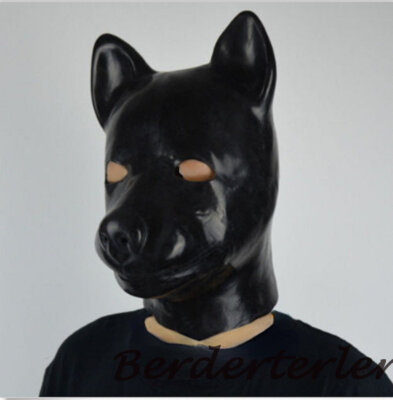 Natural Latex Head Cover Soft Patent-leather Black Mask Fun Mask Alternative