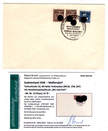 Sudetenland Maffersdorf 11+21 Su Phil Card + Pr. Finding (BA3659