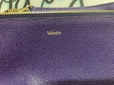 Designer Valextra Zip Pouch Attachable Clip Purple