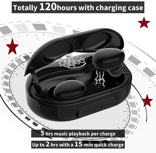 Wireless Bluetooth Earbuds w/LED Digital Display Charging Case Built-in Mic - Imagen 3 de 5