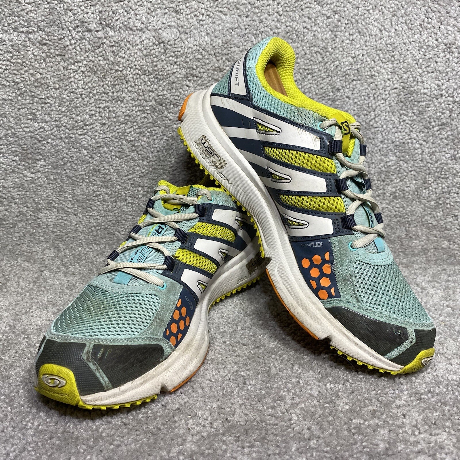 Scarpe da corsa Salomon Xr Shift 328397 blu giallo sneakers donna taglia US 10