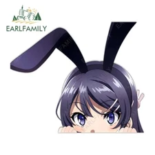 EARLFAMILY 5.1”Bunny Girl Sakurajima Mai Peek Car Stickers Window Laptop Decals