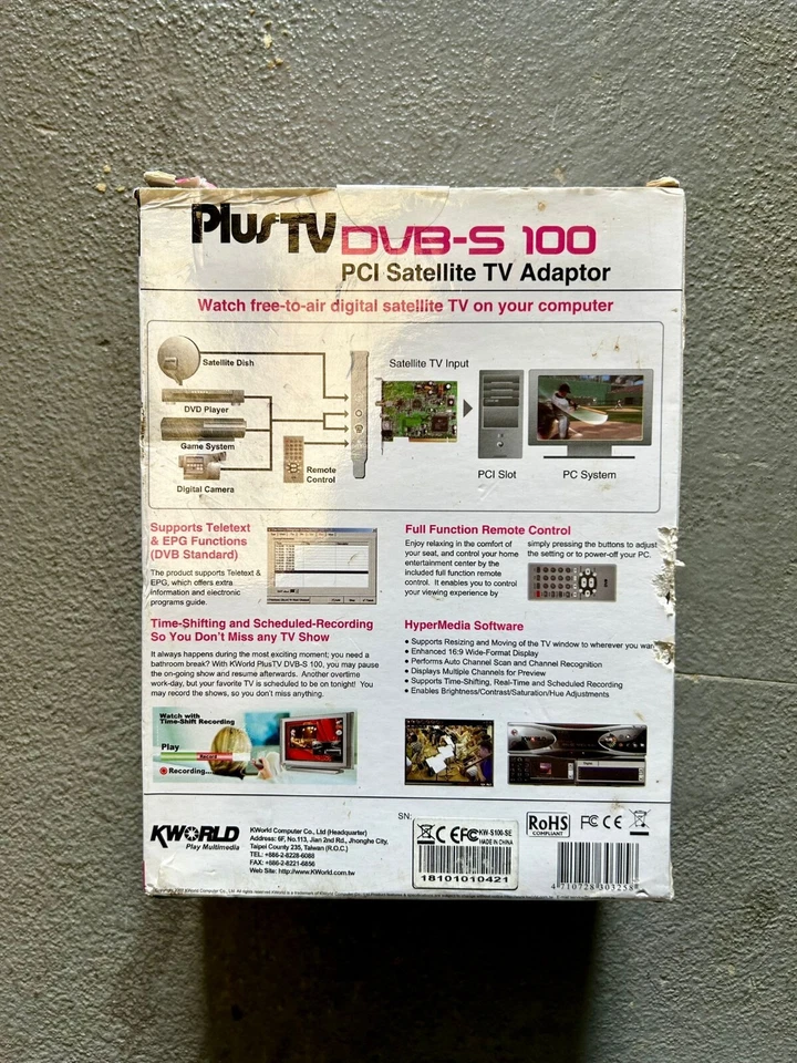 Kworld plus tv dvb-s 100 pci satellite tv adaptor - Image 2 of 2