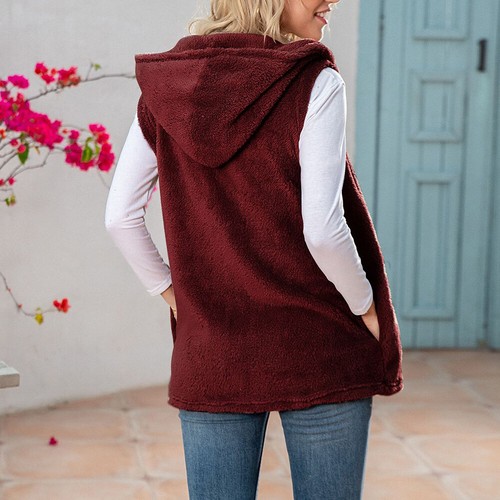 Damen Teddybär Fleece Weste Mantel Hoodies mit Reißverschluss Weste Jacke Größe 16 - Bild 11 von 22
