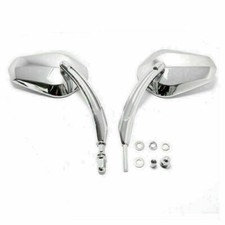 Chrome Classic Long Stem Diamond Motorcycle Mirrors Fit For Cruiser Dyna UK